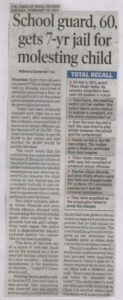 2013-02-26 School guard, 60 .. molesting child (Riya Case) (TOI