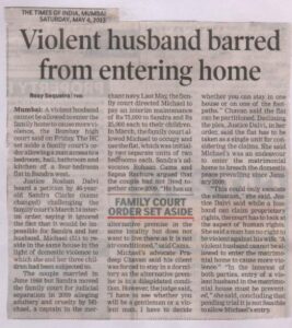 2013-05-04 Violent husband barred from entering home (TOI)