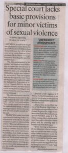 2013-10-08 Special Courts lacks basic provisions for minor vicitims of Sexual violencel (Indian express)